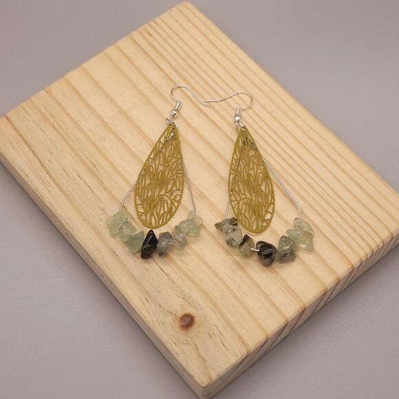Natural Irregular Stone Delicate Teardrop Earrings - Picture 1 of 4